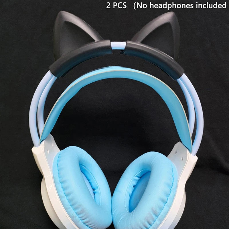 2 Pieces Cat Ear For Earphone Gaming Headsets Attachment Stereo Headset Decoration Lightweight Silicone Pendant