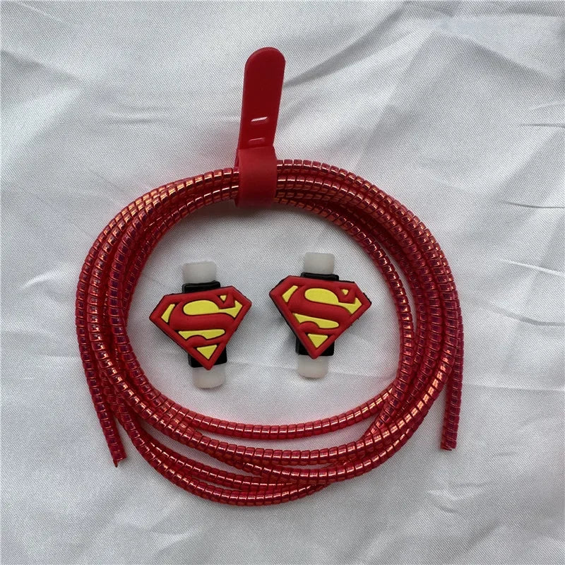 Cable Protector Set for iPhone Huawei Samsung Anti-break Spring Protection Rope Wire Cord Rope Earphone Bobbin Winder