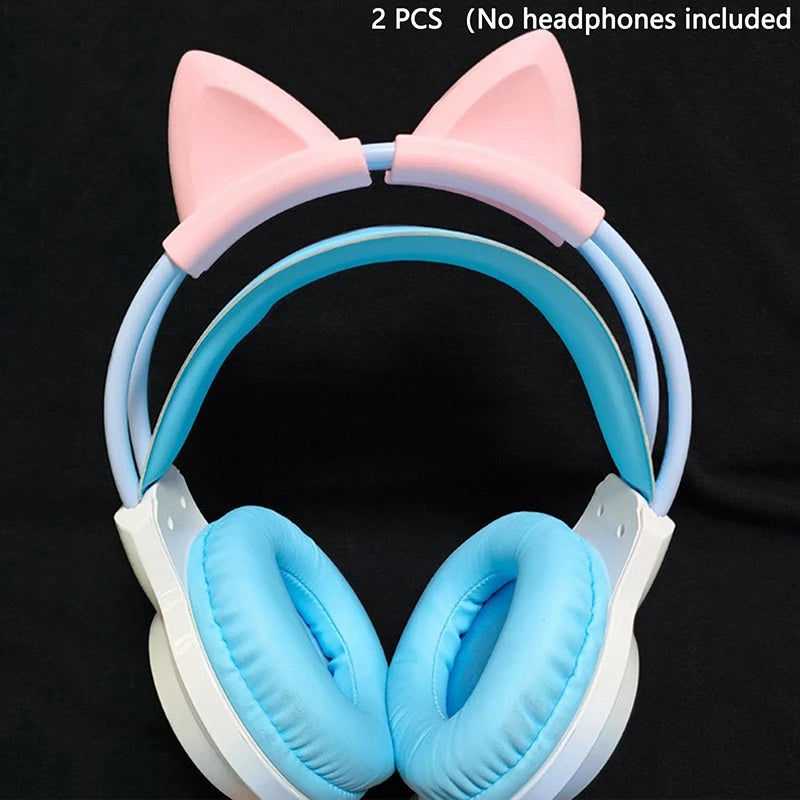 2 Pieces Cat Ear For Earphone Gaming Headsets Attachment Stereo Headset Decoration Lightweight Silicone Pendant