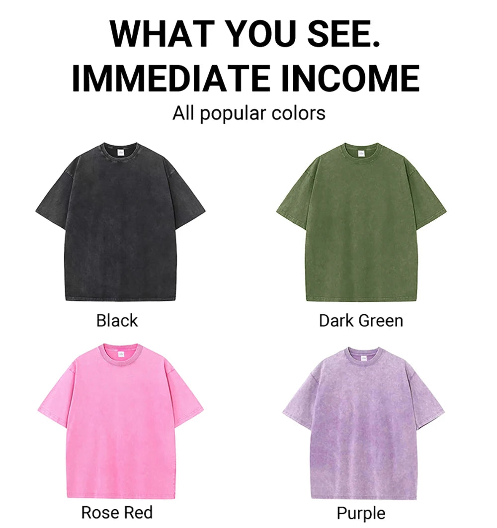 New Men's Washed Vintage T-Shirts Street Hip Hop Retro Punk T Shirt women Harajuku Casual Cotton Short Sleeve Couple TShirts top