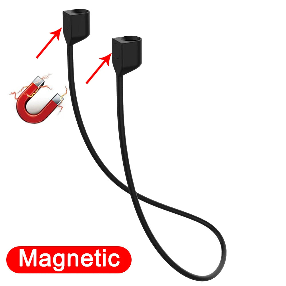Magnetic Anti-Lost Silicone Earphone Neck Rope For AirPods 1 2 3 Pro Wireless Bluetooth Headphone Neck Strap Cord String Lanyard